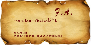 Forster Acicét névjegykártya